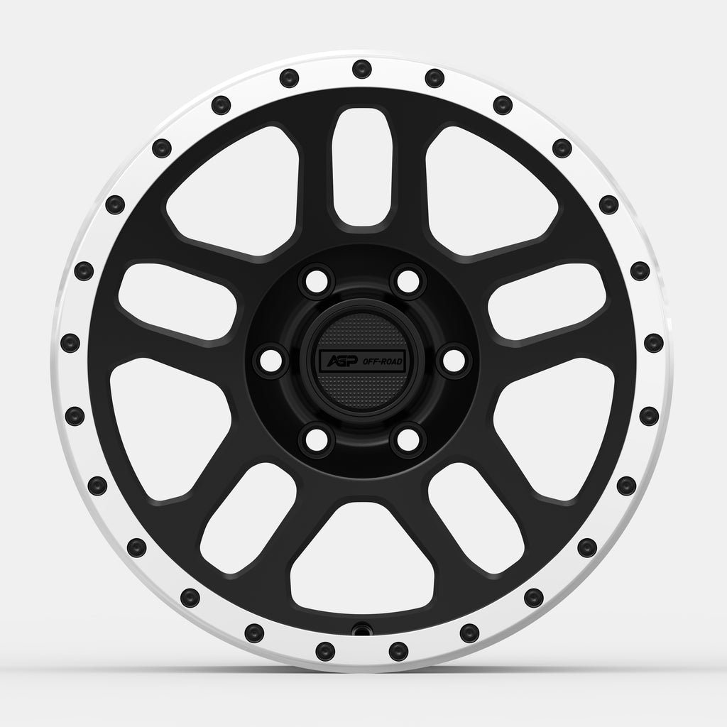 17" AGP 301 TRUX 6x139.7 6x5.5 Black w/Machined Ring