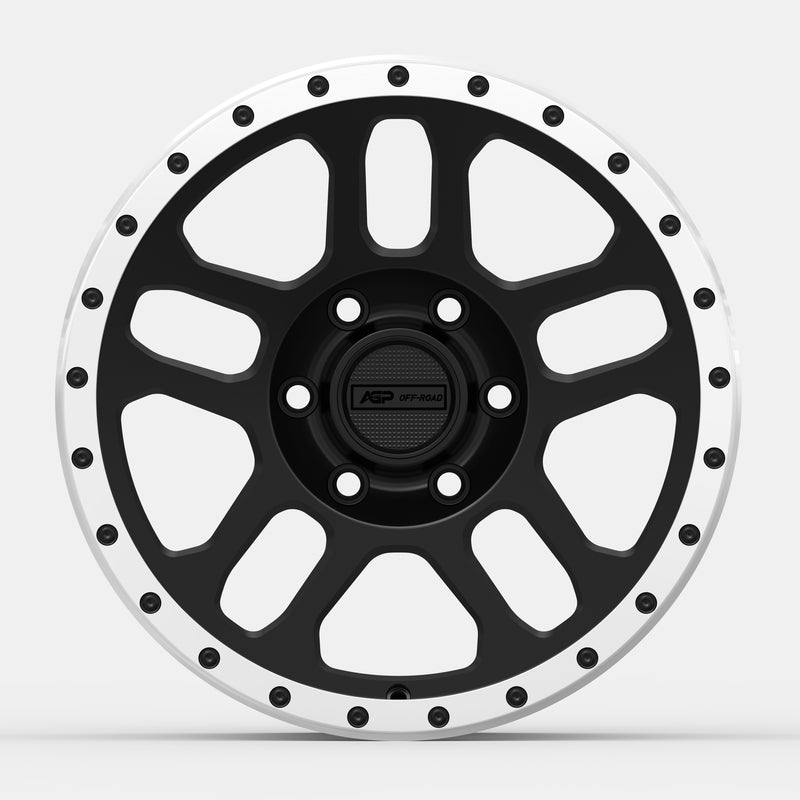 17" AGP 301 TRUX 5x127 5x5 Black w/Machined Ring
