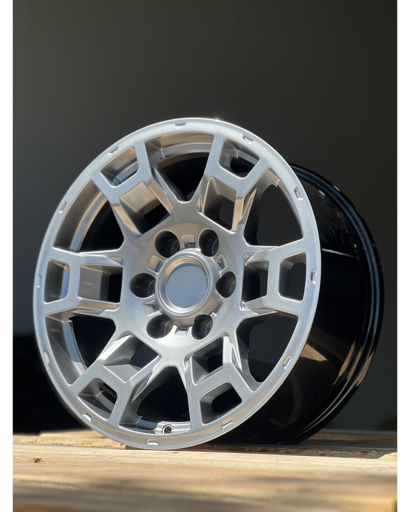 17x8 AGP PRO Hyper Black (Silver) | TRD Pro Replica | Off-Road Wheels | AGP Wheels | Alternative to Method Race Wheels, Fuel Off-Road, KMC XD Series, Black Rhino, Icon Alloys, TIS Off-Road, Moto Metal, Mayhem Wheels, Pro Comp, Raceline, Vision, American Racing, Dirty Life | Wheels like Method 305 NV, Fuel Rebel, XD820 Grenade, Black Rhino Arsenal, Icon Compression | 17x8.5, 18x9, 20x9, 22x10 | 6x139.7, 6x135, 5x127, 5x150, 8x165, 8x170, 8x180 | Toyota Wheels, Ford Wheels, Chevy Wheels, Dodge Wheels, Lexus Wheels, Dodge Ram Wheels, GMC Wheels | Tacoma, Tundra, 4Runner, GX460, GX470, F-150, Super Duty, Silverado, Sierra, RAM 1500, RAM 2500, Ranger, Yukon, Tahoe, Suburban, Durango | matte black wheels, bronze wheels, gunmetal wheels, deep concave, beadlock style, lifetime warranty