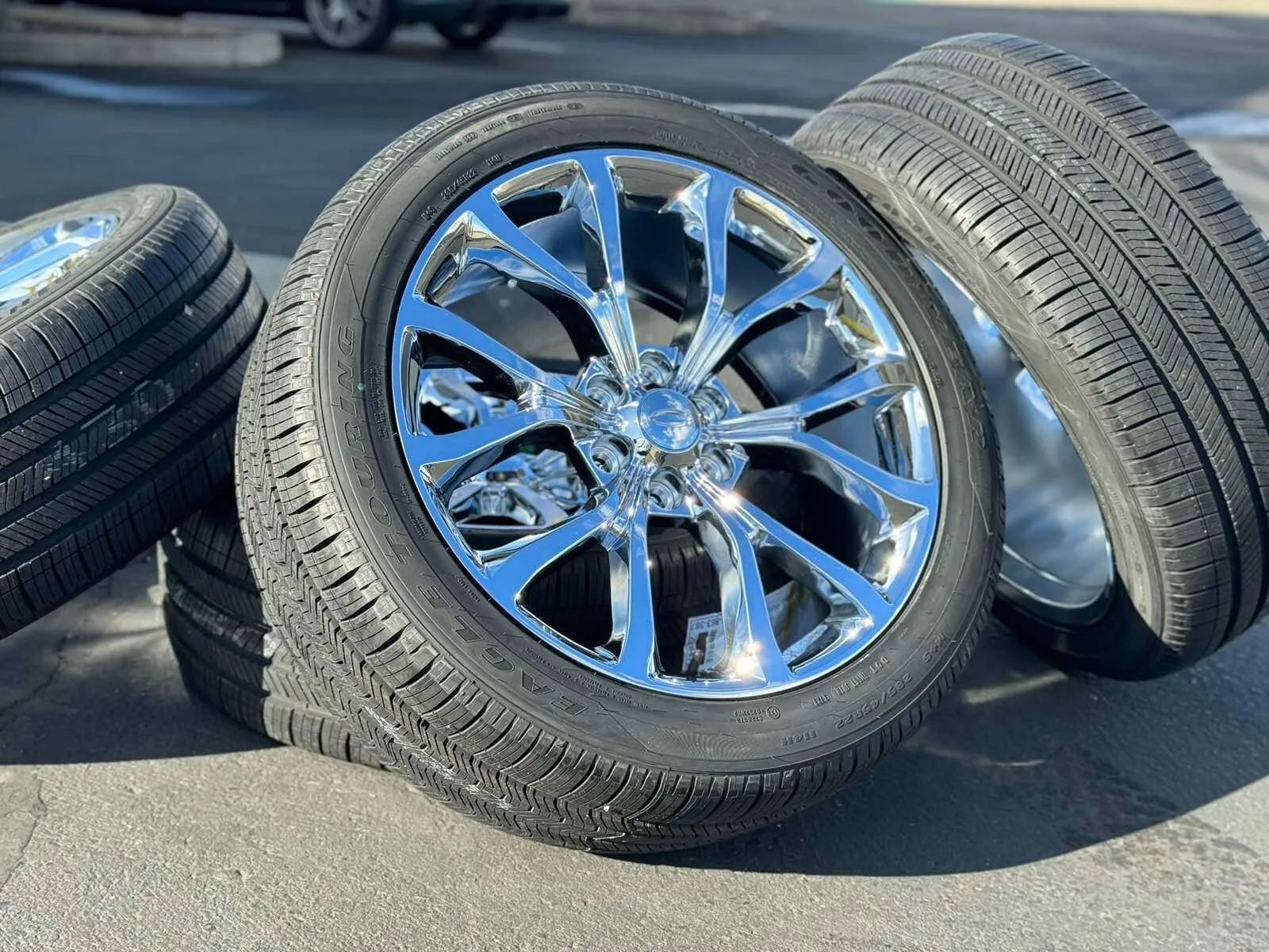 Set of 4 22" Chrome Wheels with 285/45R22 Goodyear Tires fits Ford F-150 Expedition